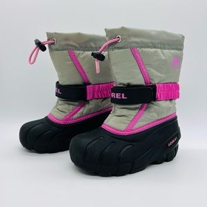 SOREL TODDLER GIRLS GRAY/PINK SNOW BOOTS SIZE 10
